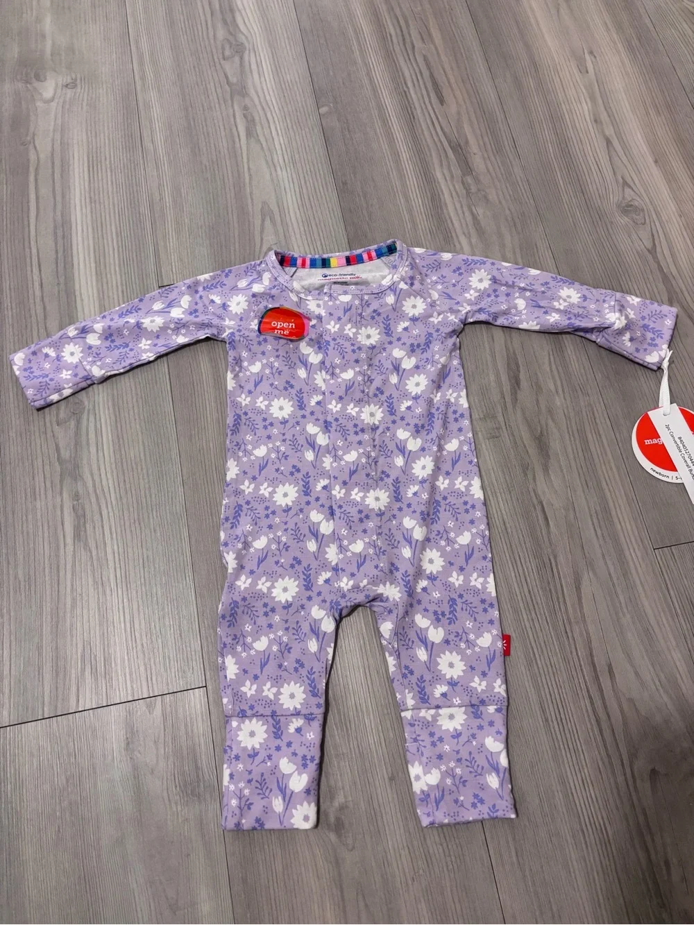 Magnetic Me bamboo Lilac Floral Footed Pajama One-Piece
